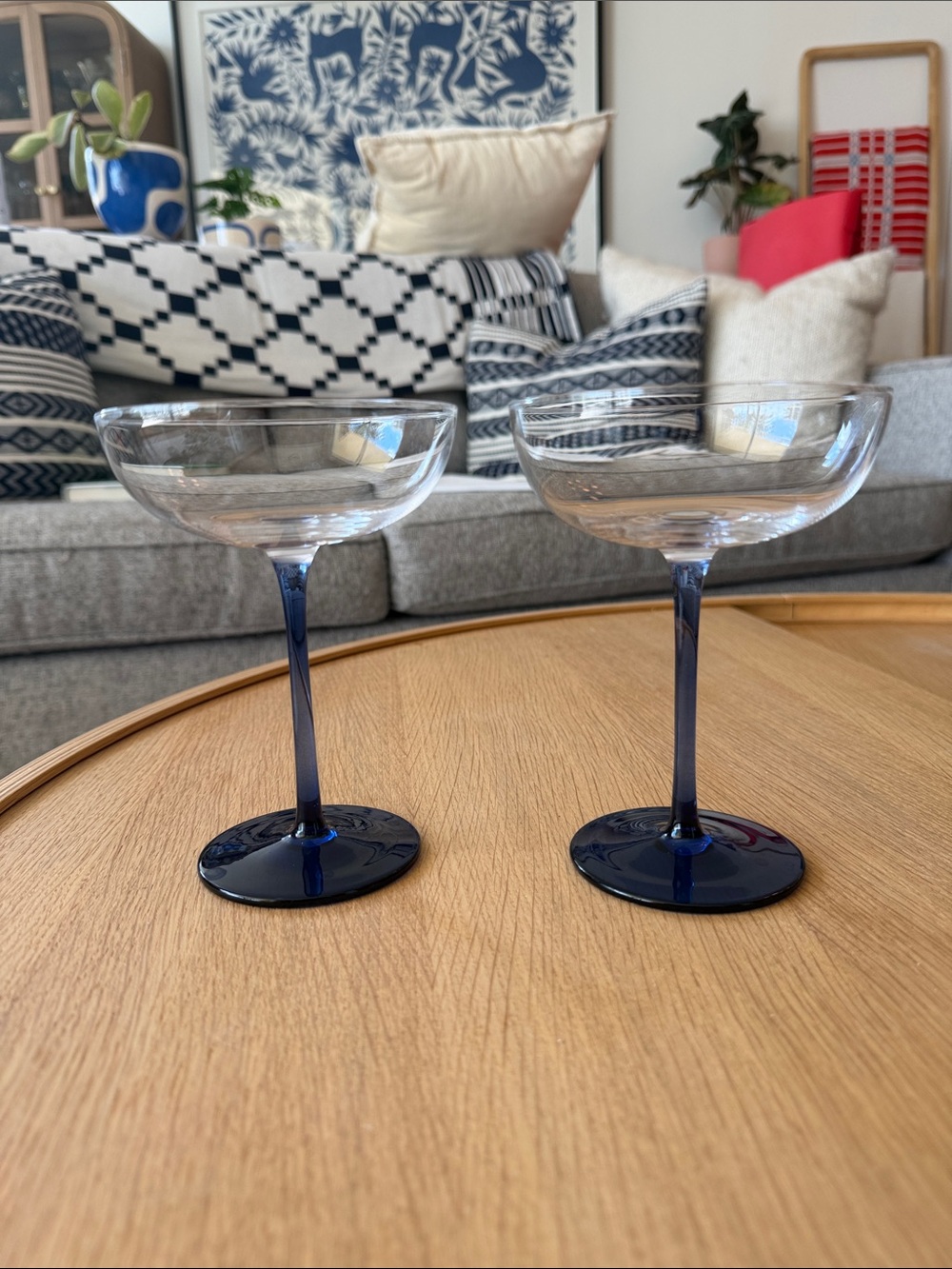 Blue Stem Coupe Glasses - Elegant Beverage Glassware